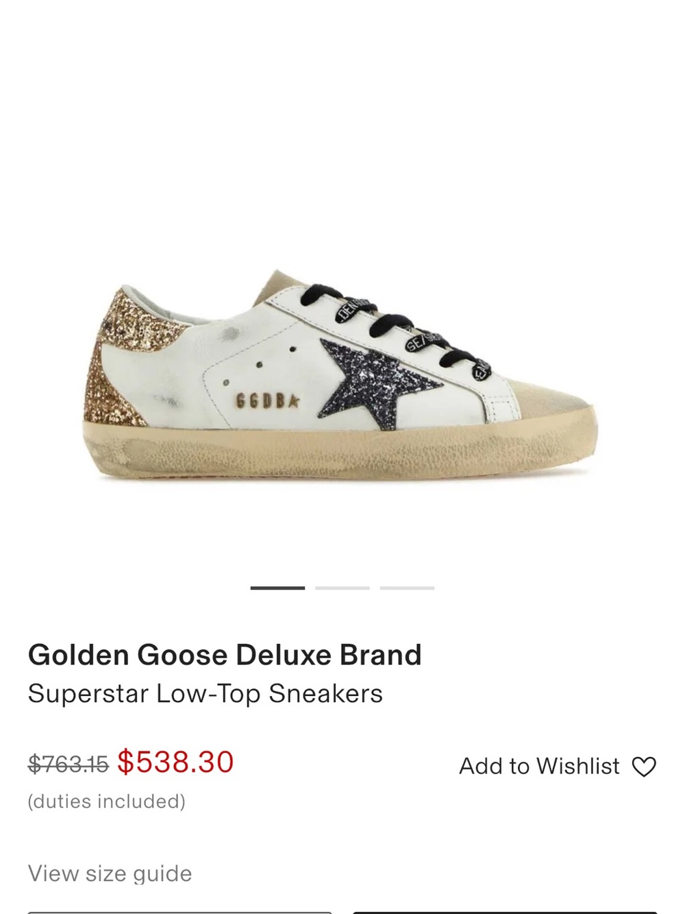 Golden Goose Women White Sneakers with Black Star and Gold Heel
